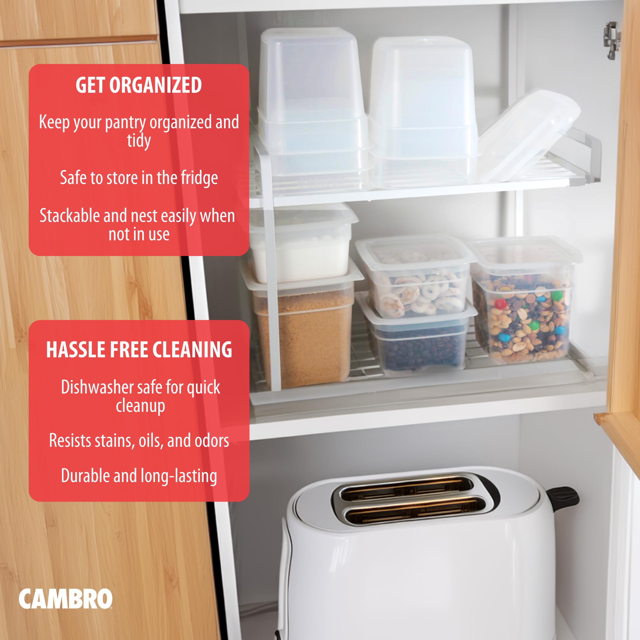 Cambro comparación 16 oz y 32 oz para porciones claras