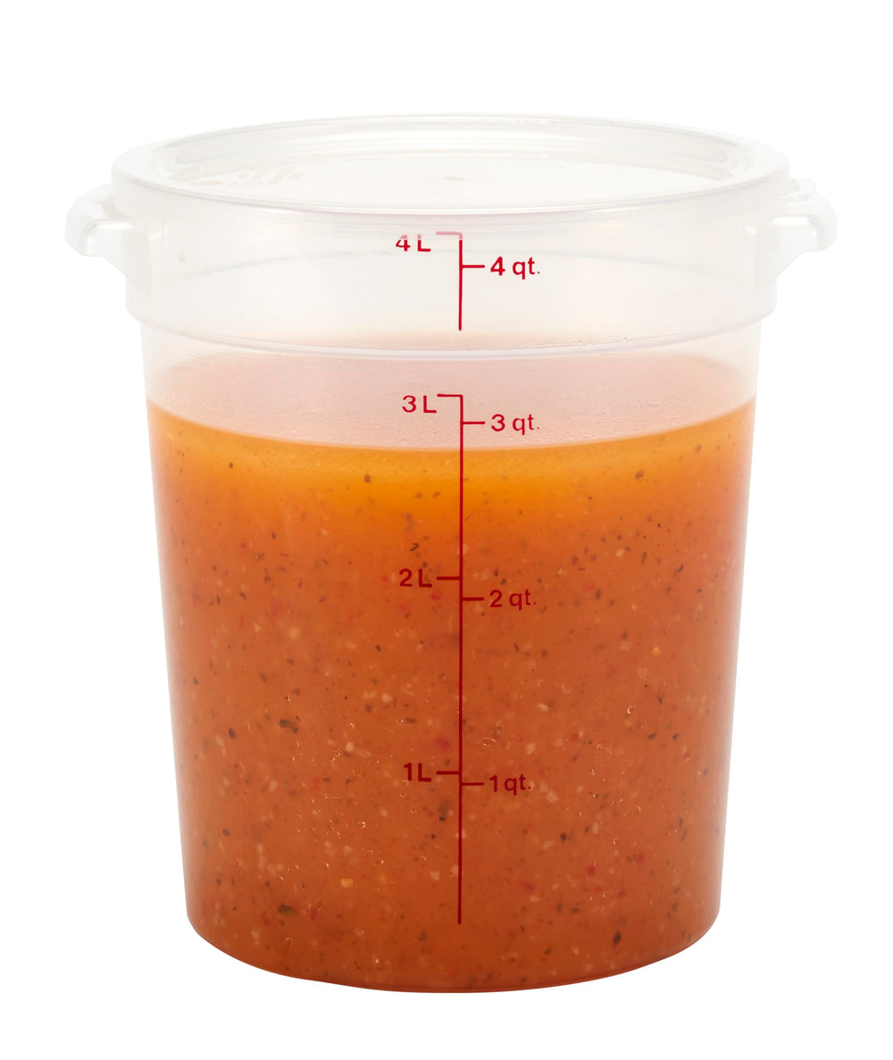 Cambro contenedor con masa fermentando ilustrando control de levado y practicidad