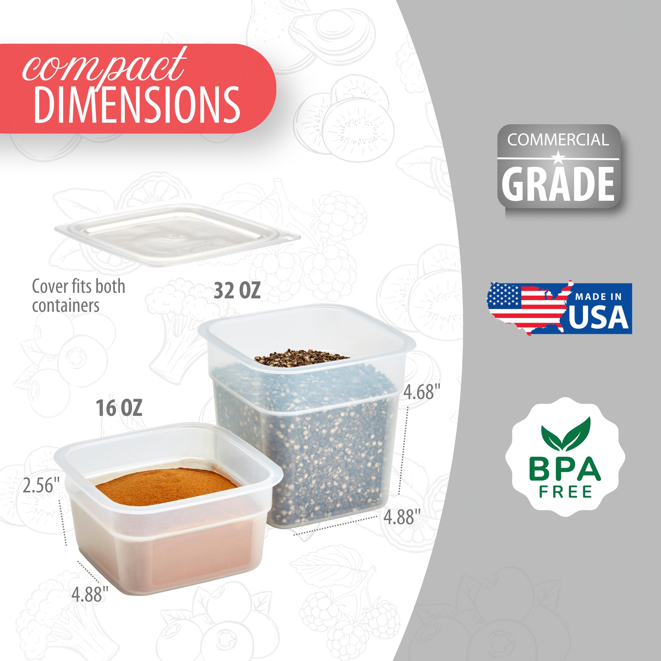 Cambro textura del plástico translúcido que facilita identificación