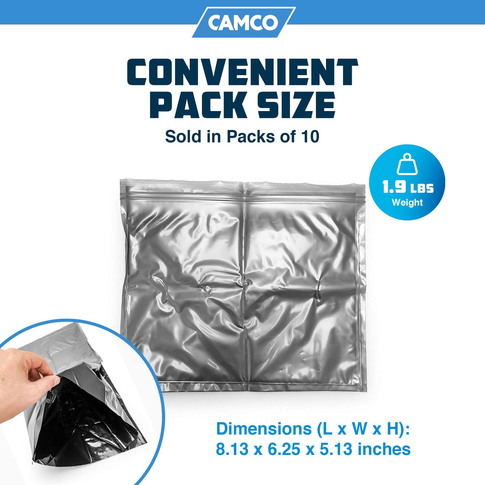 Camco bolsa en entorno de camping destacando comodidad y higiene
