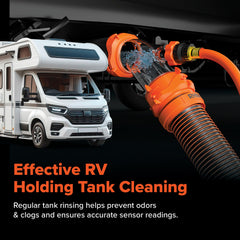 Camco Rhino Blaster detalle del vacuum breaker que evita reflujo