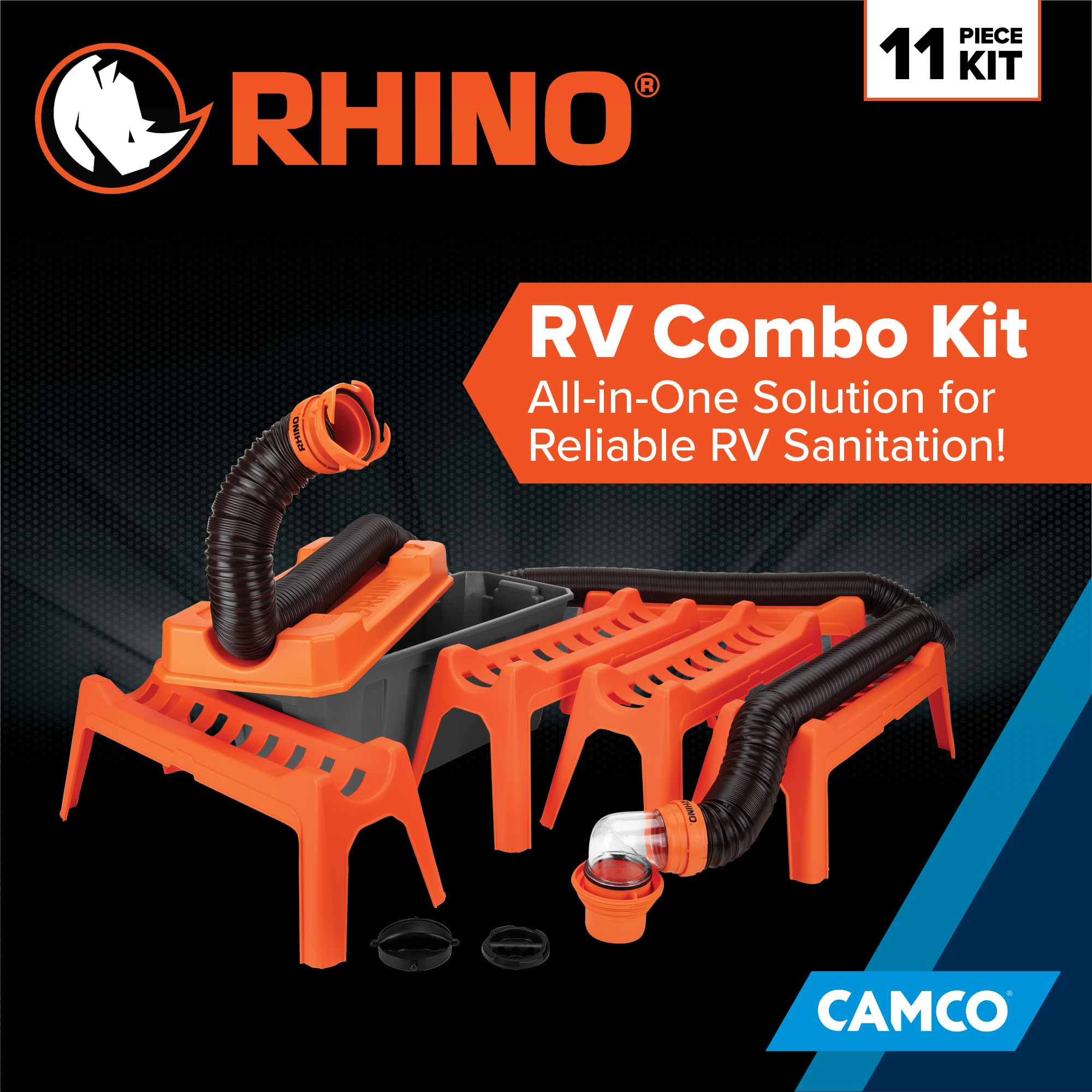 Camco manguera RhinoFLEX 20' extendida para conexión fiable en camping