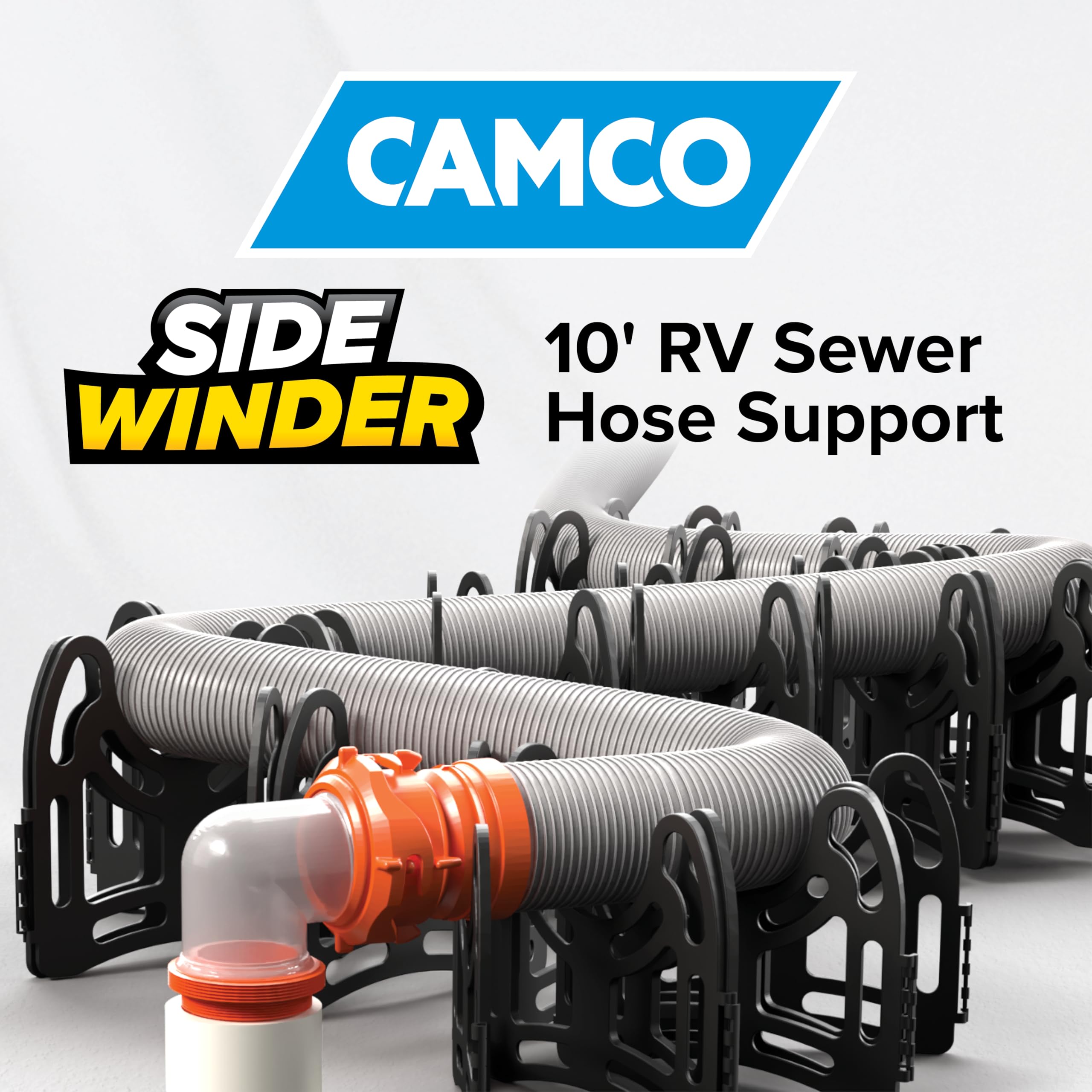 Camco Sidewinder detalle de cradle profundo que evita cierre de la manguera