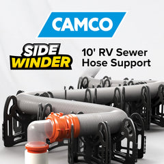 Camco Sidewinder detalle de cradle profundo que evita cierre de la manguera