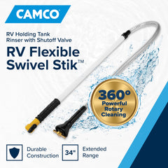 Camco detalle de boquilla rotatoria que maximiza limpieza