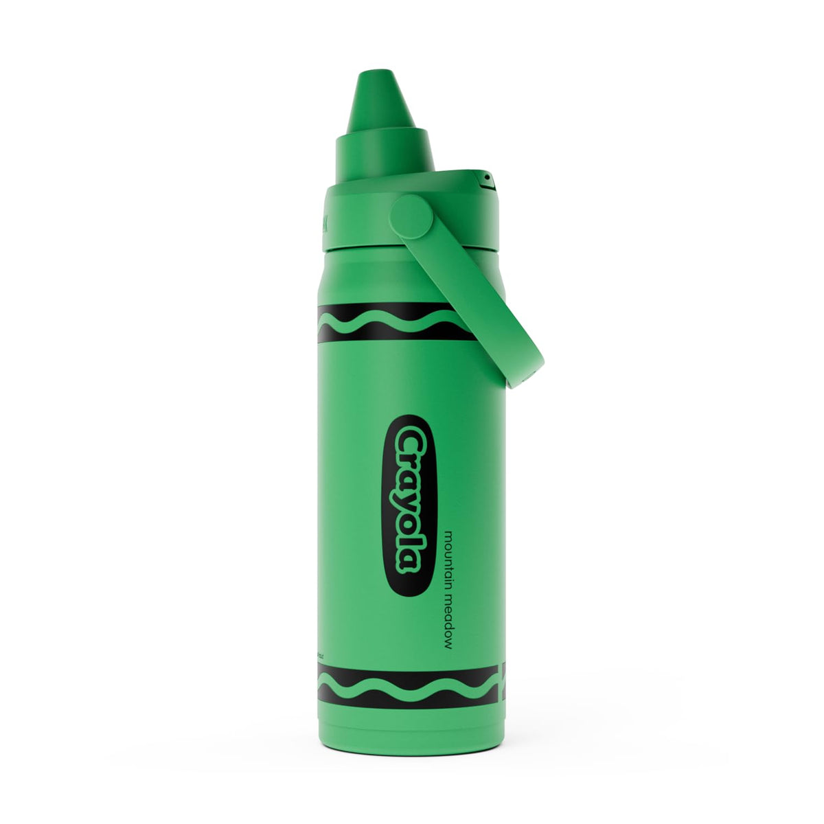 CamelBak botella Crayola Chug frente mostrando color Mountain Meadow y portabilidad