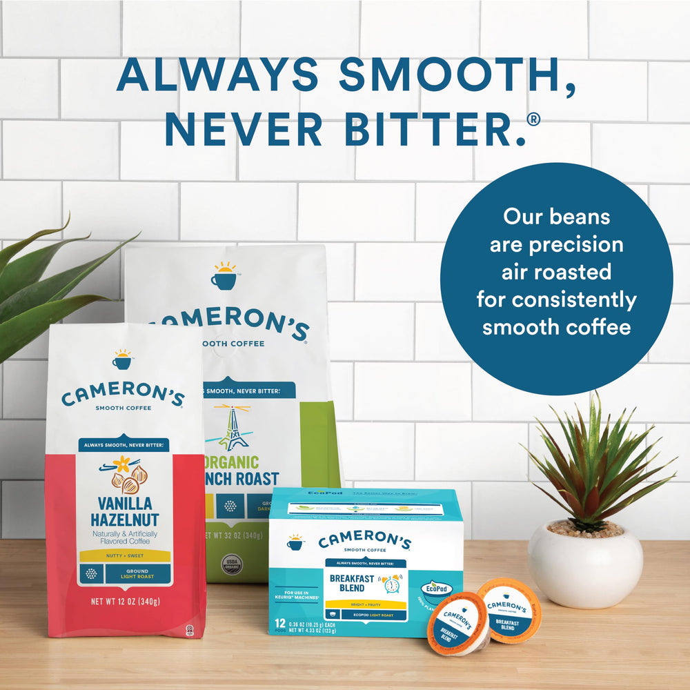 Cameron's Coffee empaque y mensaje de sostenibilidad y conservación