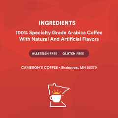 Cameron's Coffee taza servida que muestra color y aspecto cremoso