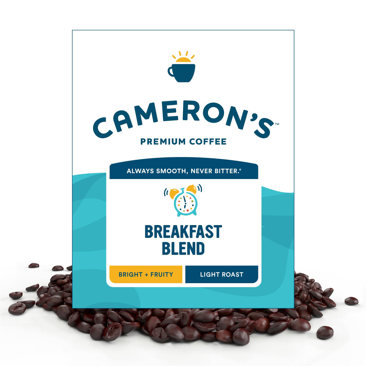 Cameron's Coffee paquete frontal 4 lb mostrando cantidad y marca, ideal para consumo doméstico