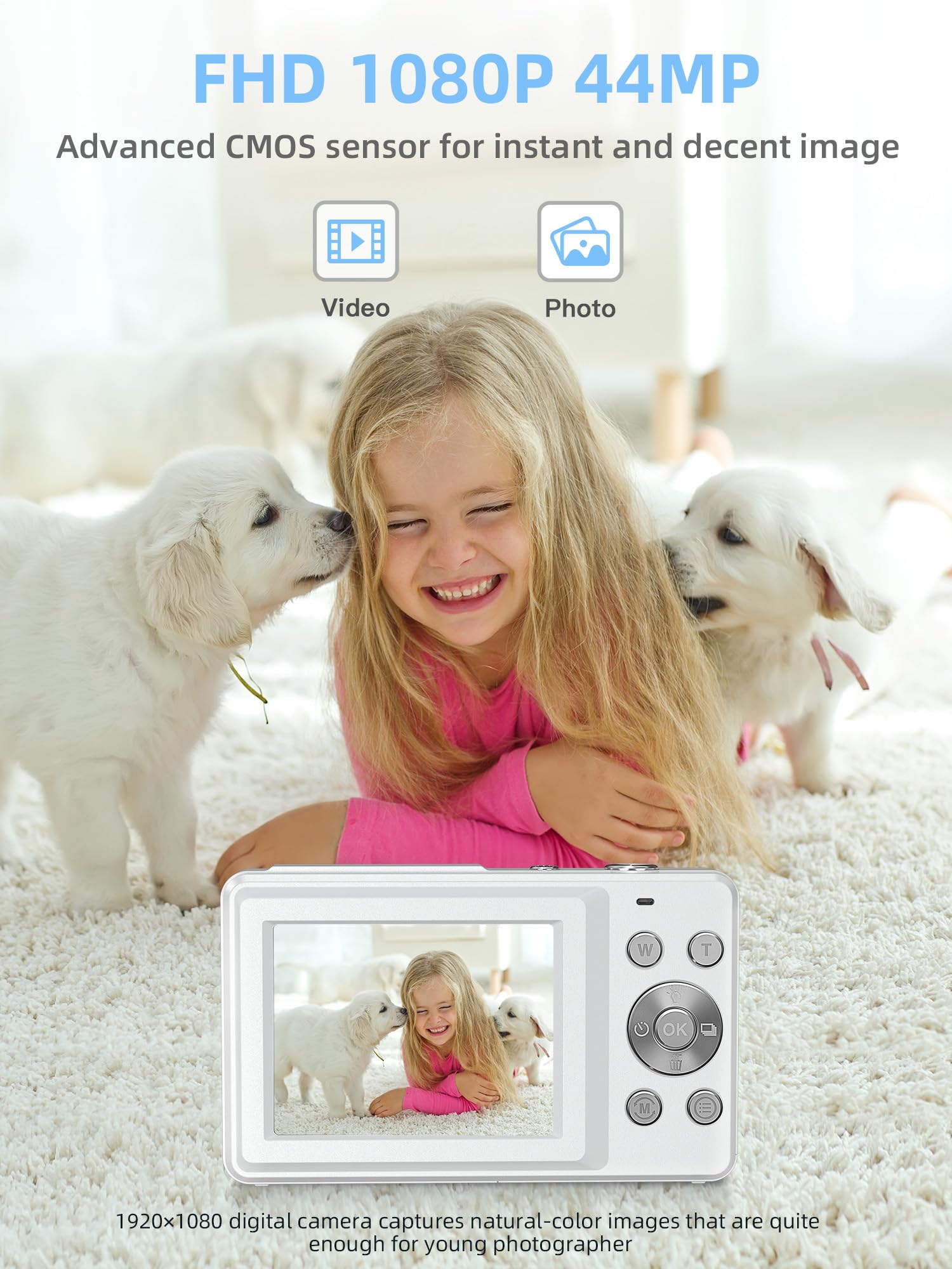 CAMKORY pantalla LCD y botones grandes, fácil lectura y control intuitivo