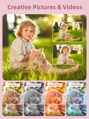 CAMKORY cámara en manos de un niño capturando fotos, fomenta creatividad