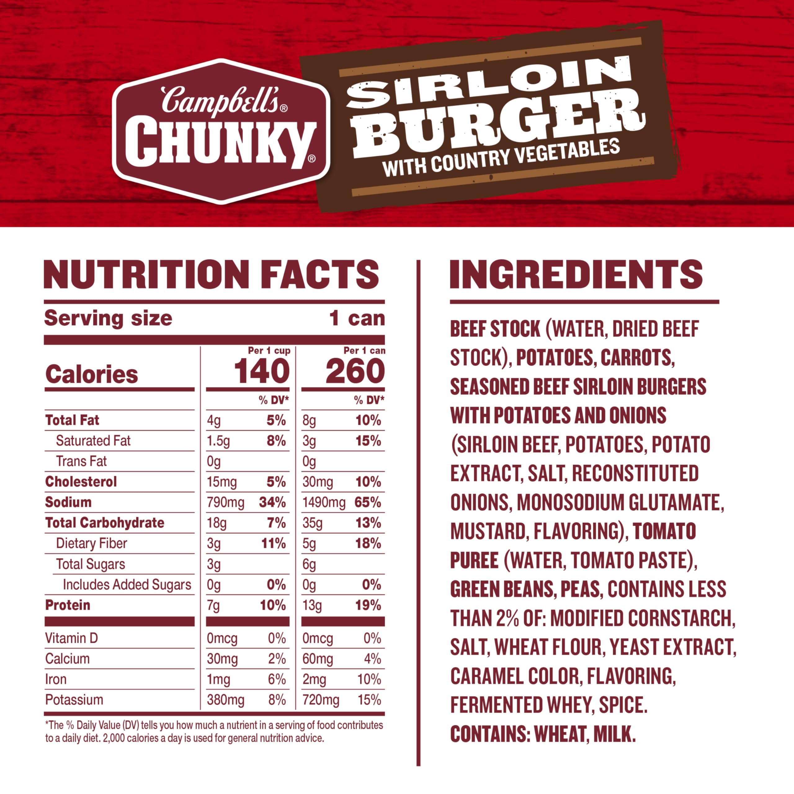 Campbell’s Chunky primer plano de carne y verduras resaltando textura y sabor