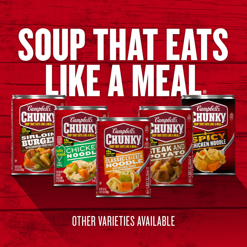Campbell’s Chunky etiqueta nutricional enfocada en proteína y calorías