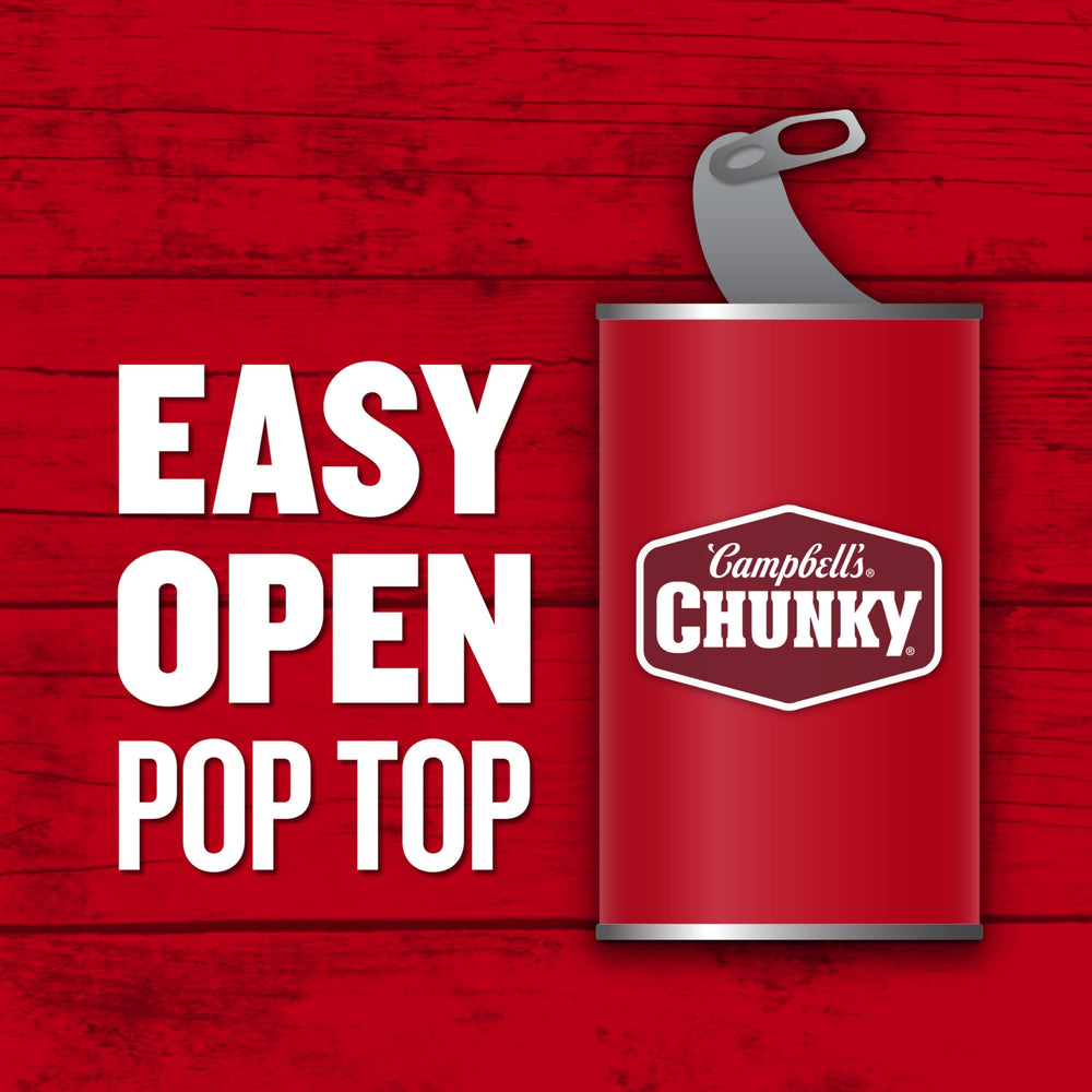 Pack de ocho latas Campbell’s Chunky en despensa, almacenamiento práctico