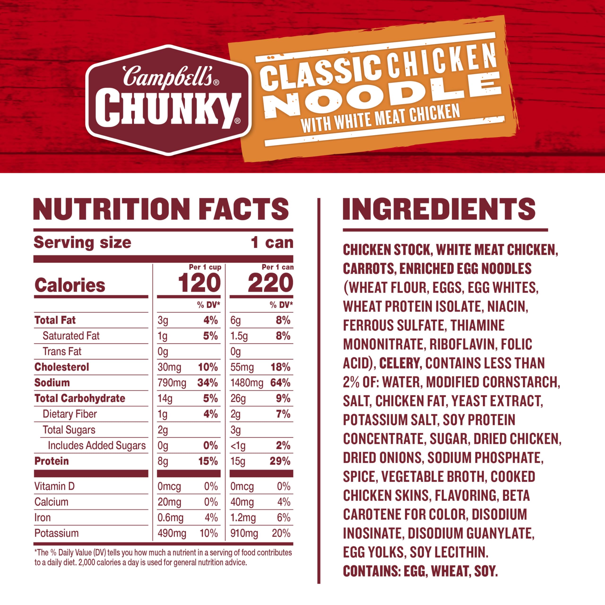 Campbell’s Chunky lata abierta con sopa lista y visión apetitosa