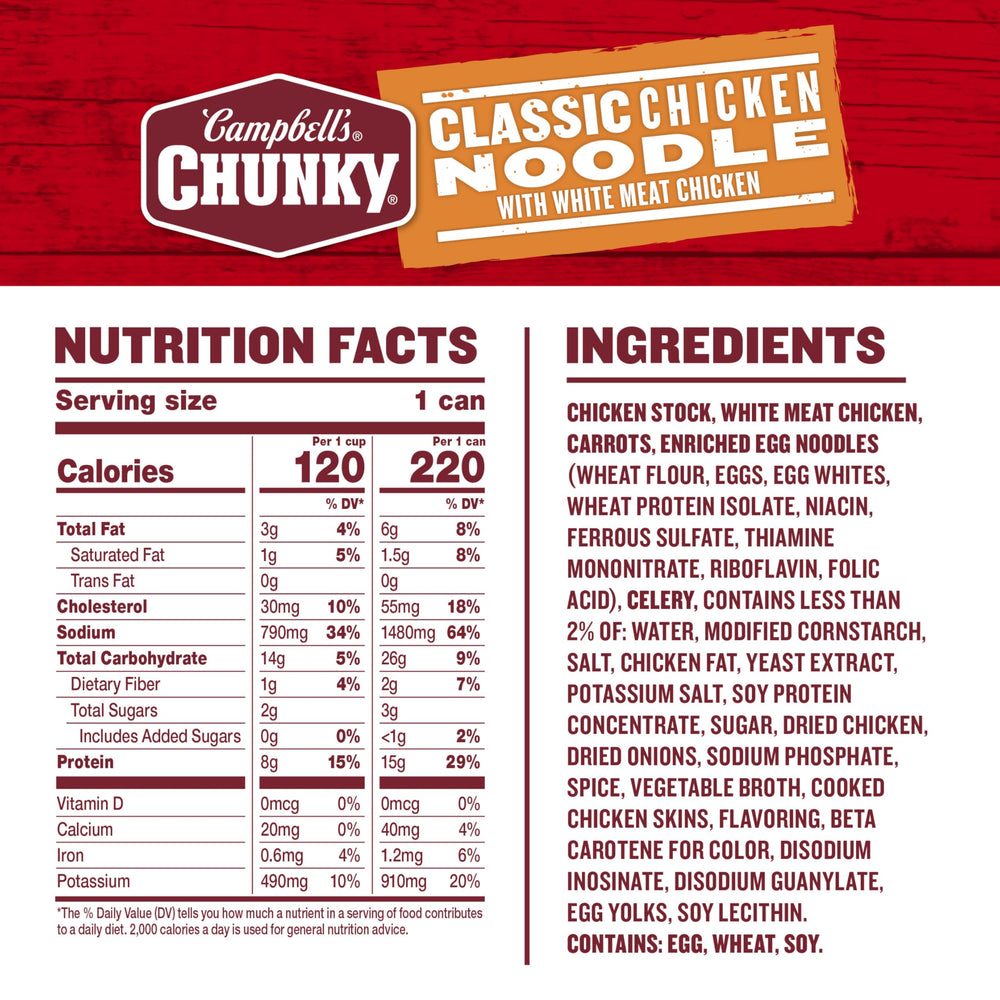 Campbell’s Chunky lata abierta con sopa lista y visión apetitosa
