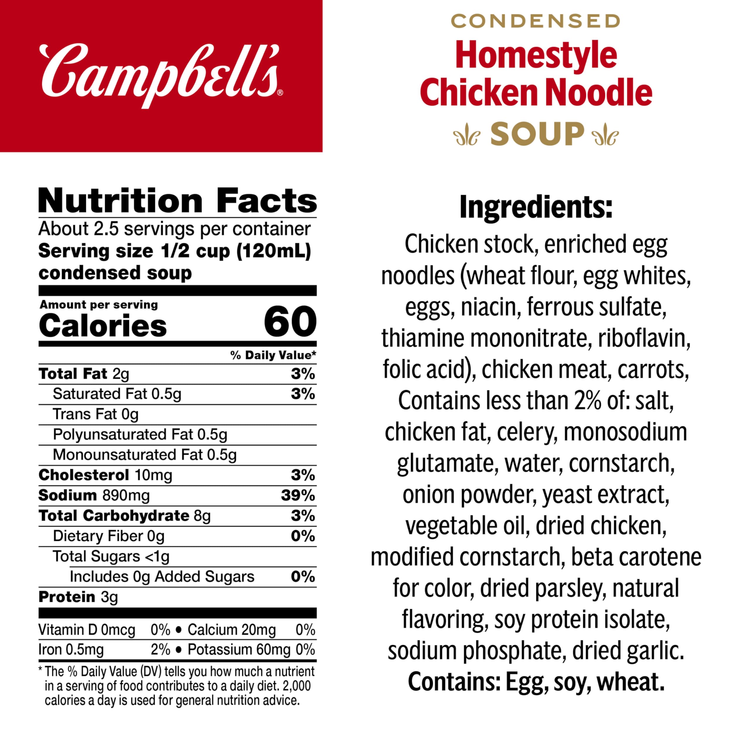 Campbell's detalle de etiqueta con ingredientes claros y confianza