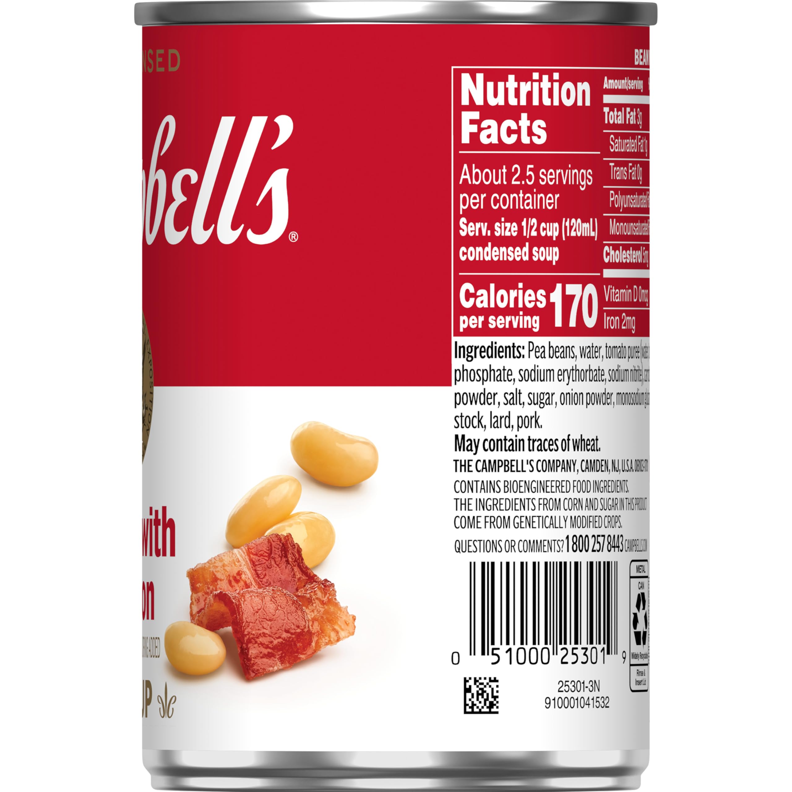Campbell's etiqueta de ingredientes visible para revisar información nutricional