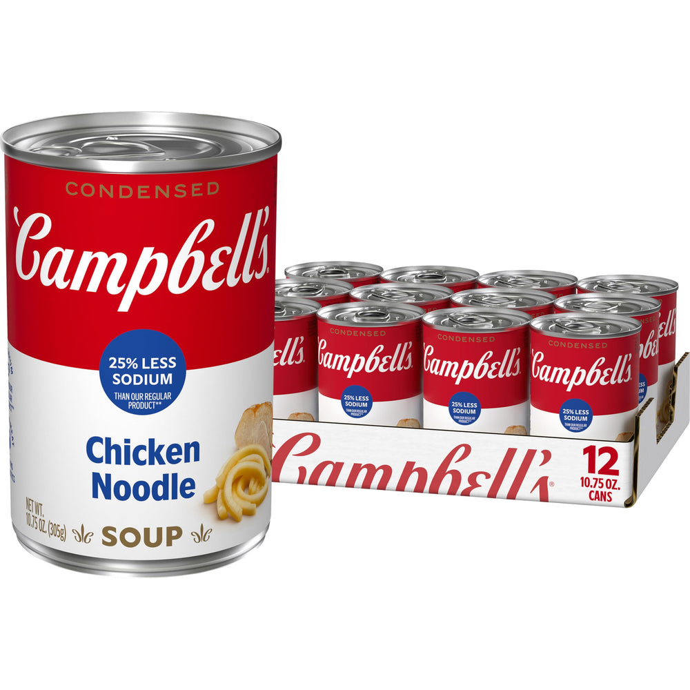 Campbell’s lata al frente mostrando diseño y conveniencia