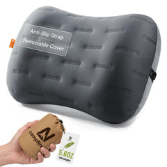CAMPNREST almohada inflada frontal mostrando forma ergonómica y soporte