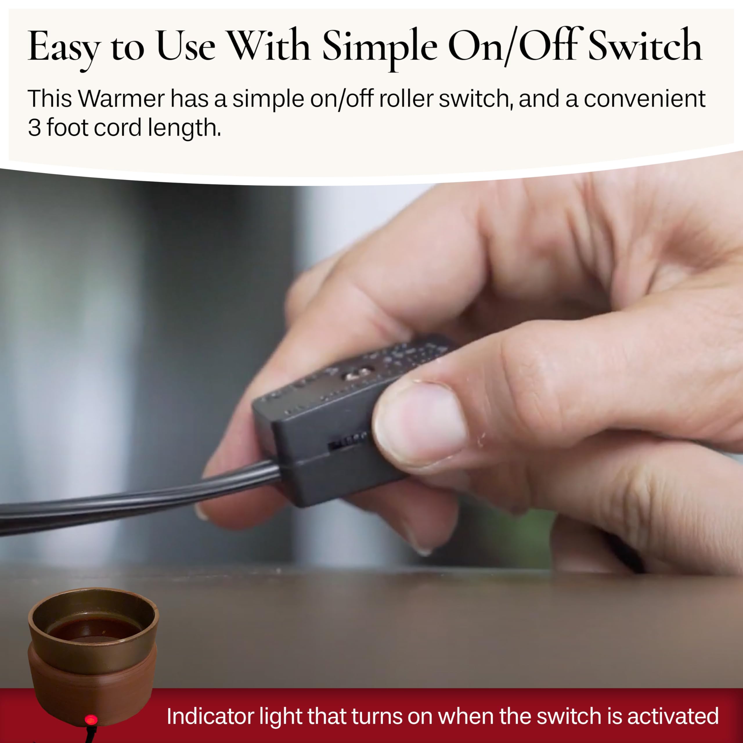 Candle Warmers Midas al lado de objetos, tamaño compacto y colocación versátil