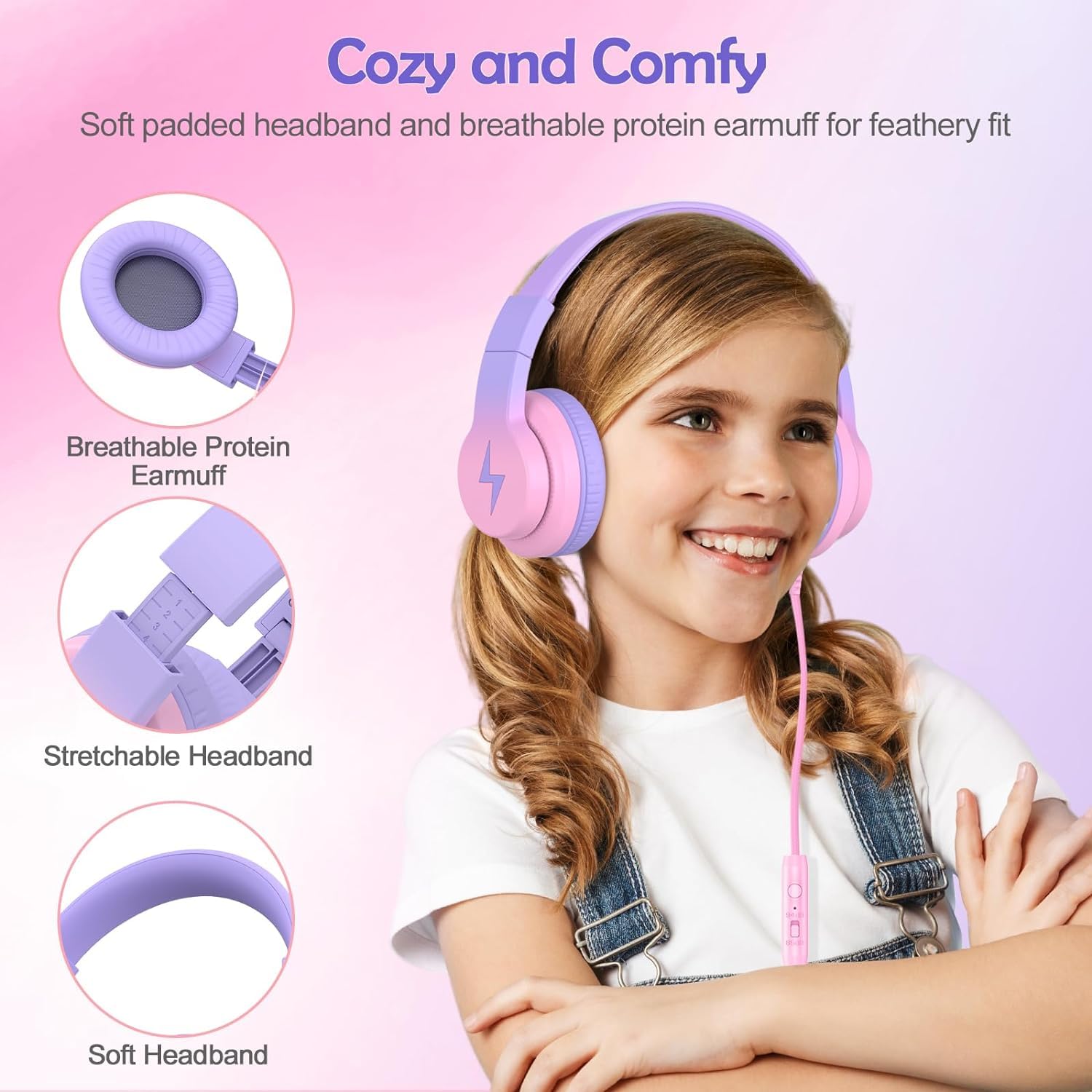 Candy Bila auriculares plegados demostrando portabilidad y ahorro de espacio