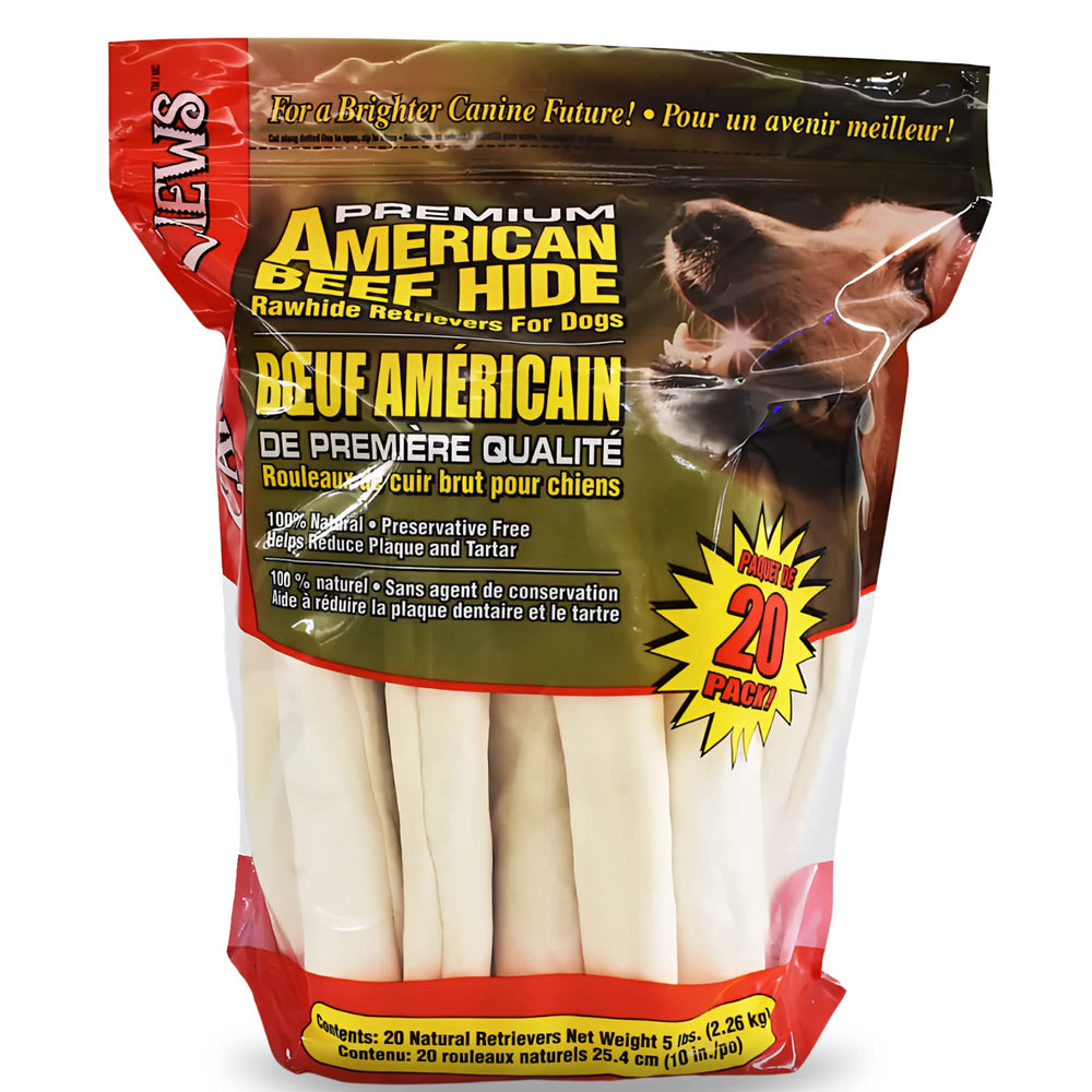 Canine Chews empaque frontal mostrando 20 rollos, ahorro y conveniencia