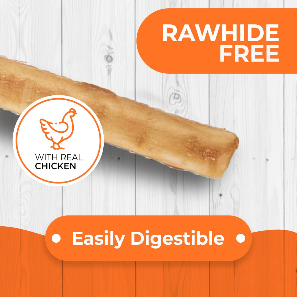 Canine Naturals single 5-inch chicken stick close-up showing texture and safety