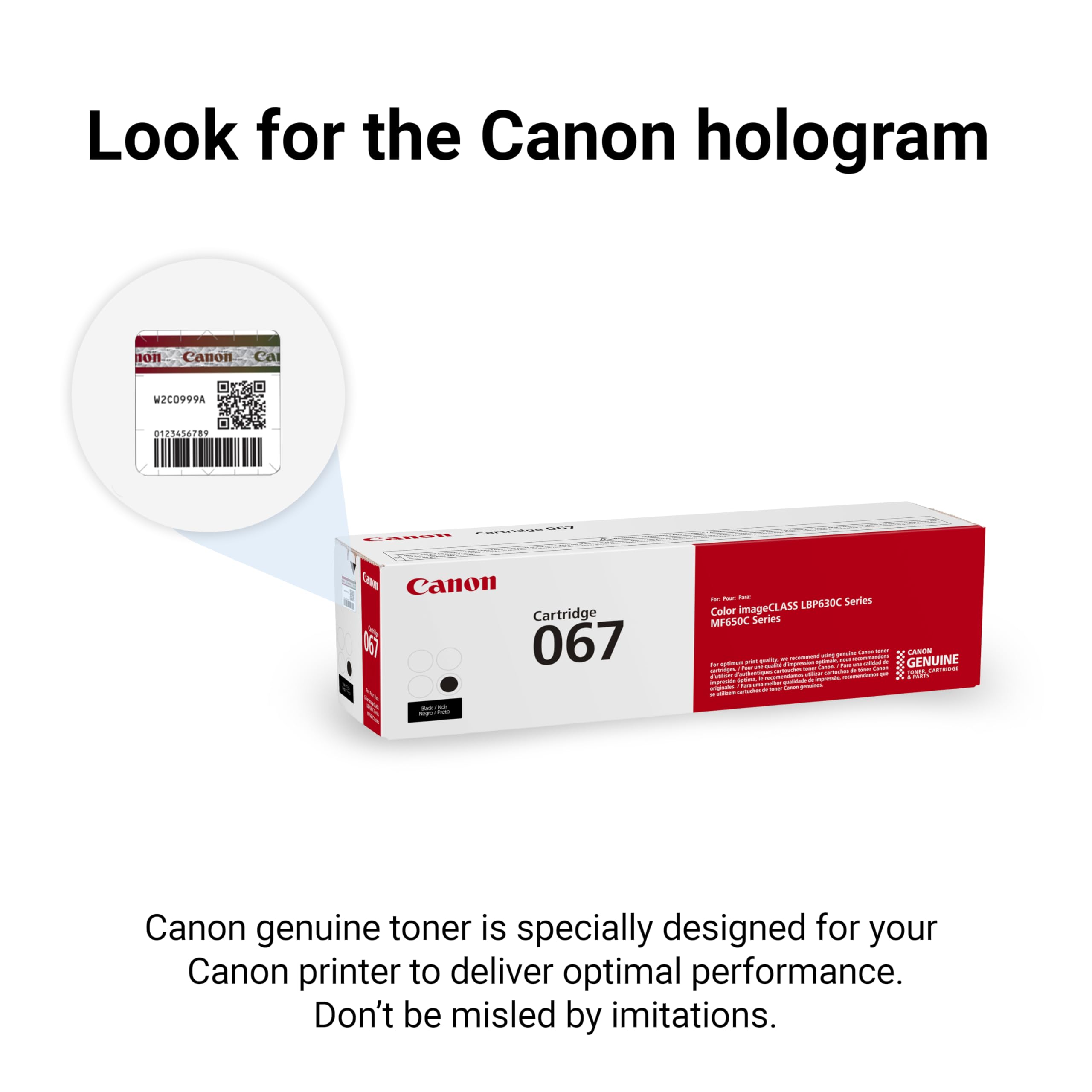 Canon holograma y etiqueta en el cartucho confirmando autenticidad y protección
