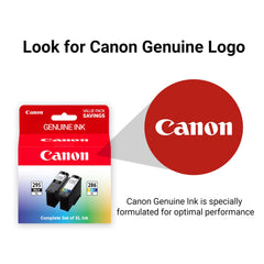 Etiqueta del cartucho Canon con código y compatibilidad visible para instalación segura