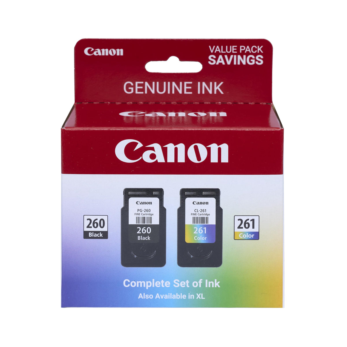 Canon pack frontal mostrando cajas y colores, garantía de calidad