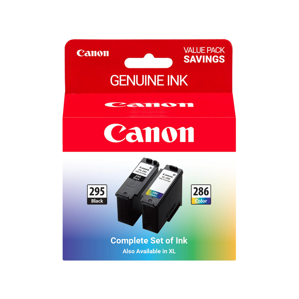 Canon pack frontal con cartuchos PG-295 y CL-286, calidad consistente