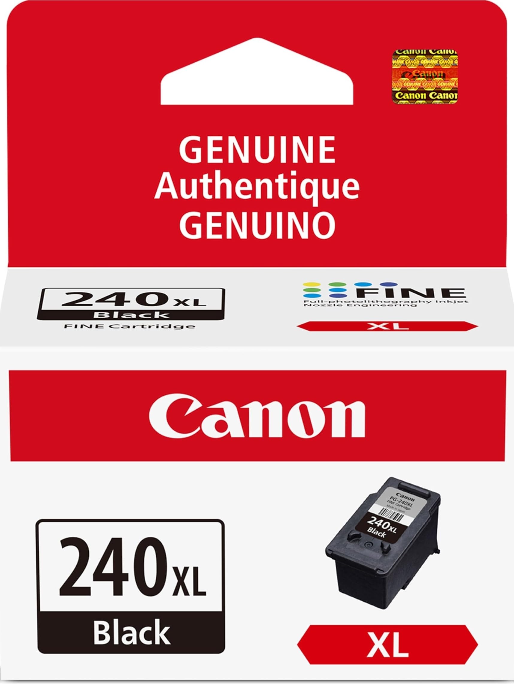 Canon PG-240 XL frontal del embalaje mostrando identificación y capacidad