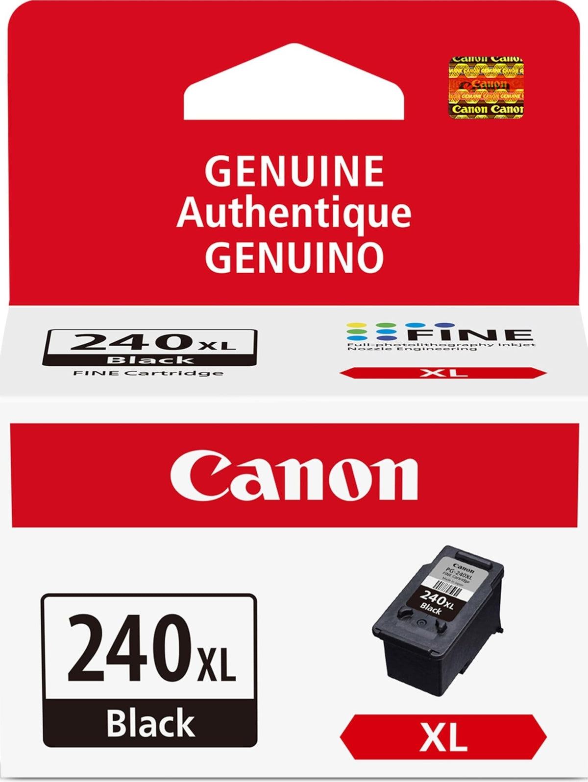 Canon PG-240 XL frontal del embalaje mostrando identificación y capacidad