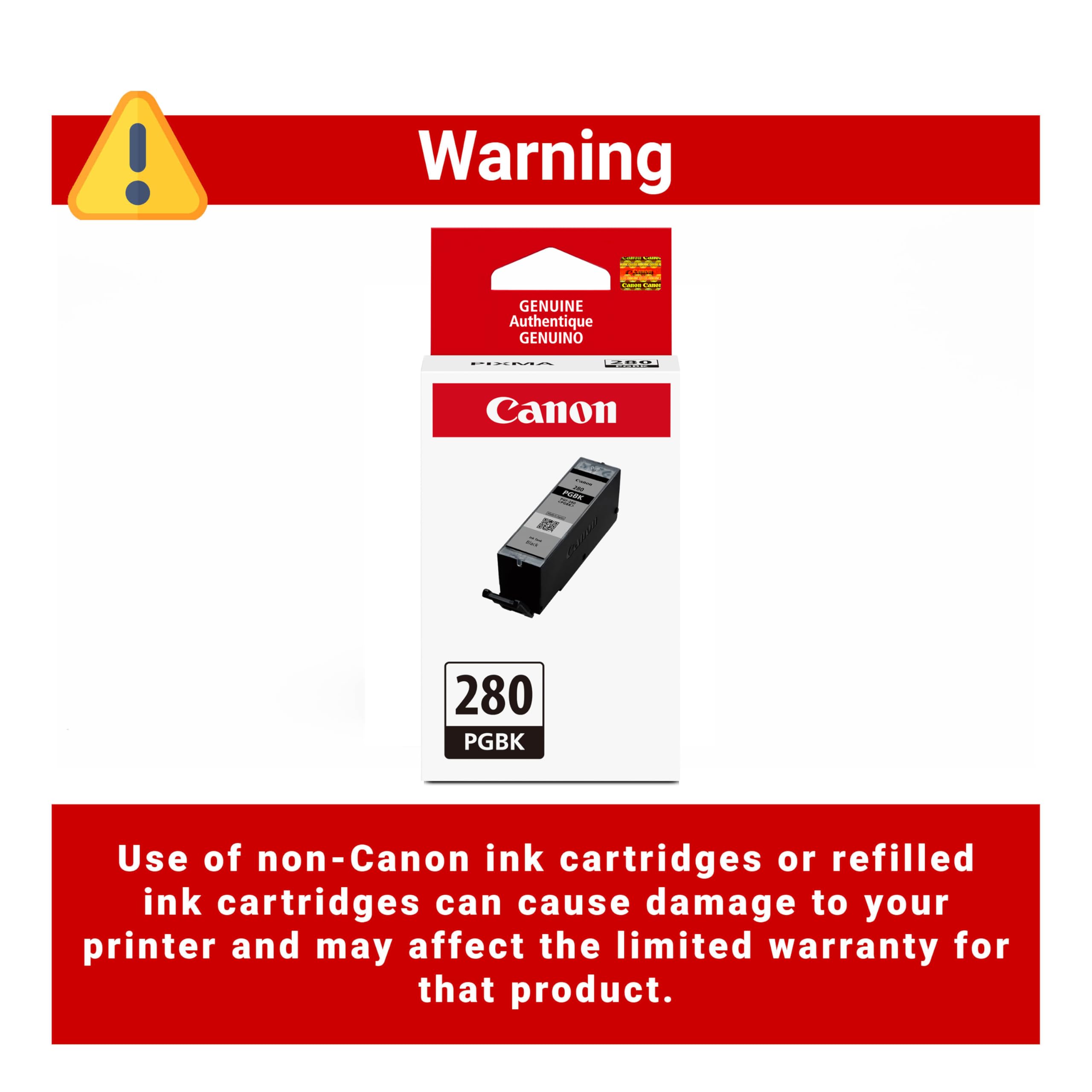 Comparativa de tamaño del Canon PGI-280 junto a una mano para escala clara