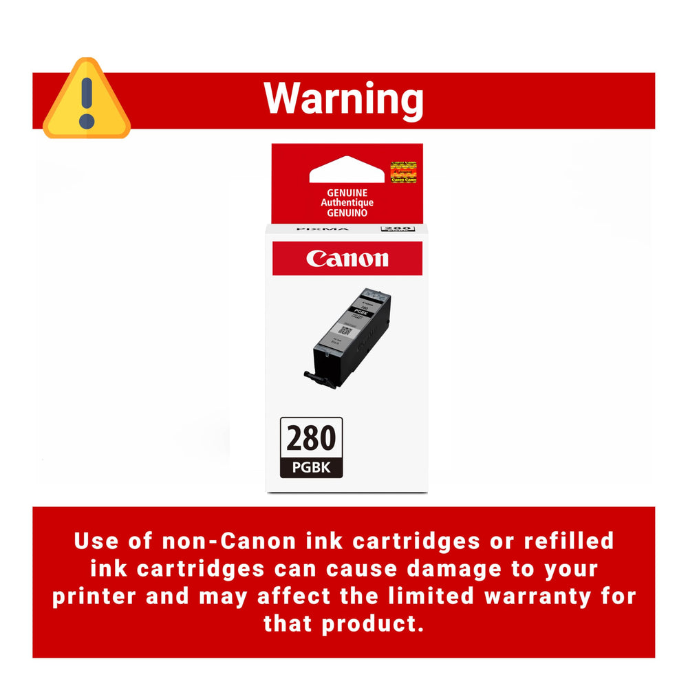 Comparativa de tamaño del Canon PGI-280 junto a una mano para escala clara