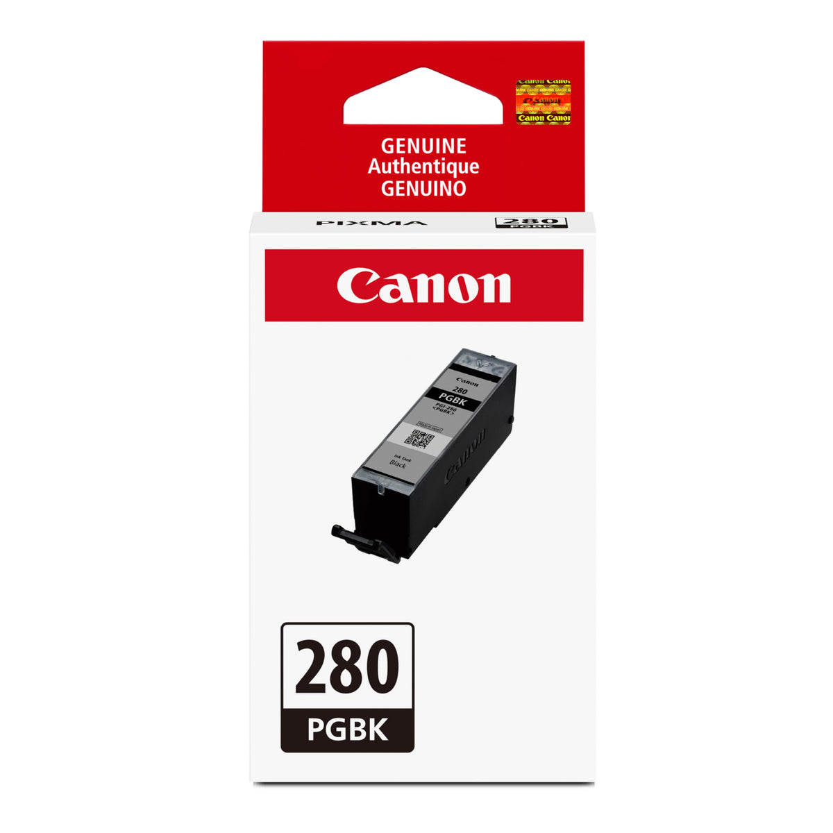 Canon PGI-280 frontal del cartucho mostrando etiqueta y modelo, garantía de calidad