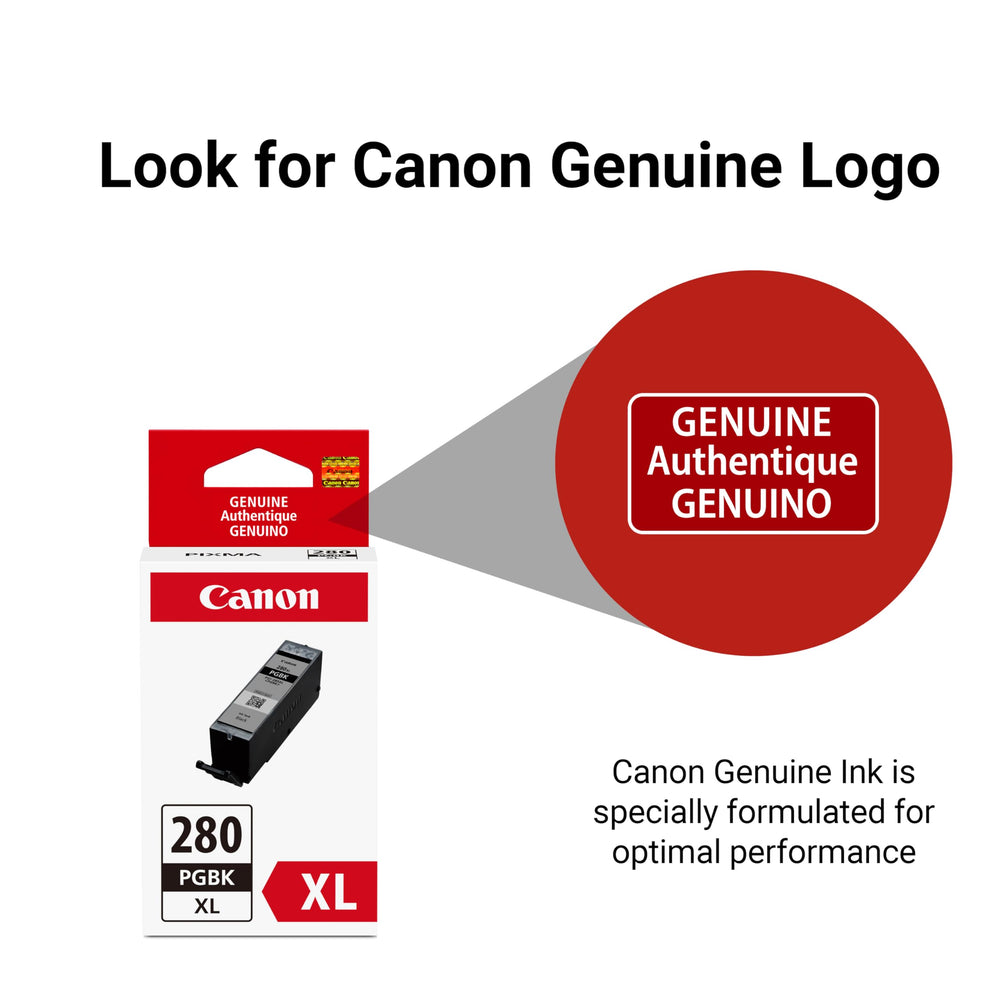 Canon PGI-280XL etiqueta legible con especificaciones y compatibilidad
