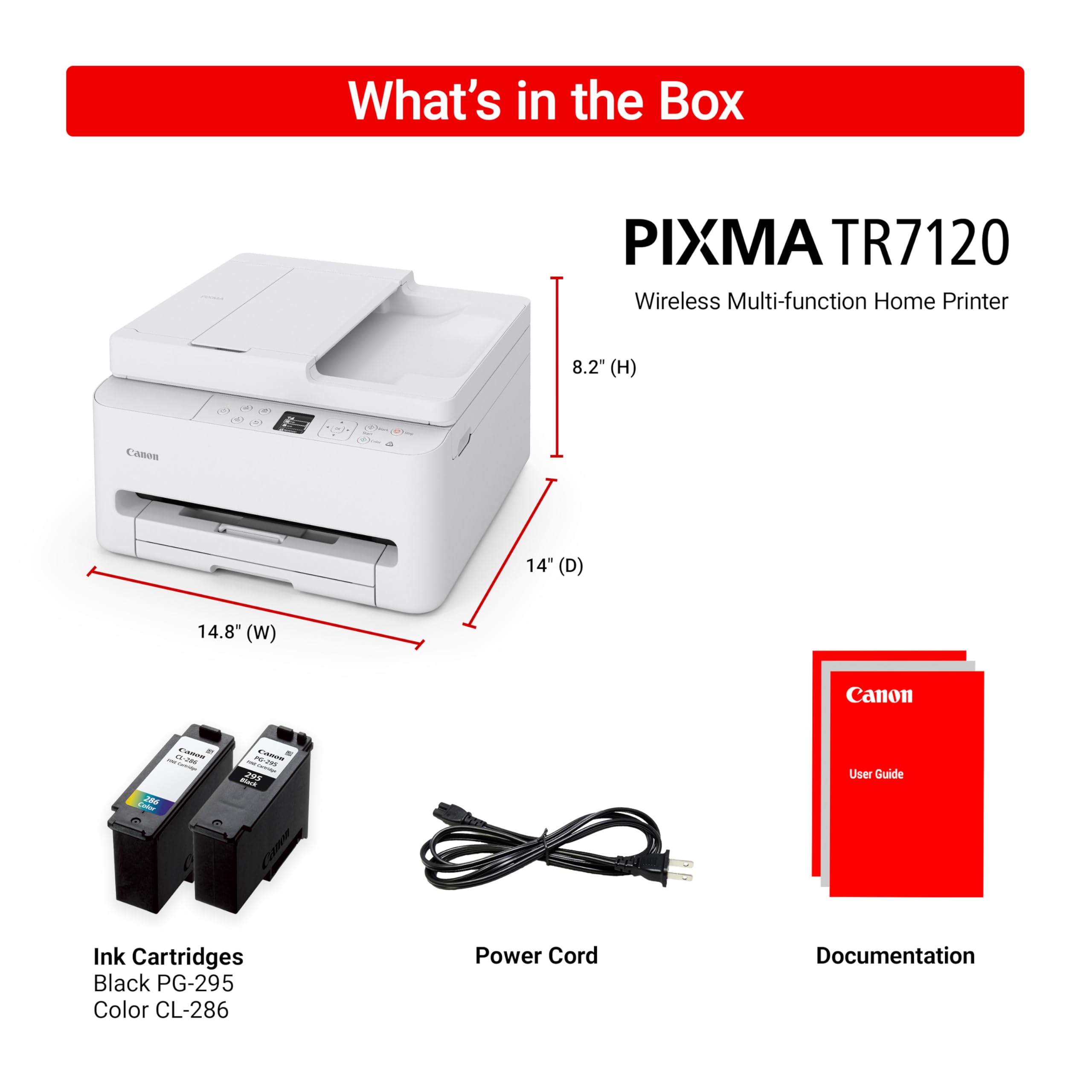 Canon PIXMA TR7120 comparación de tamaño en escritorio para integración fácil