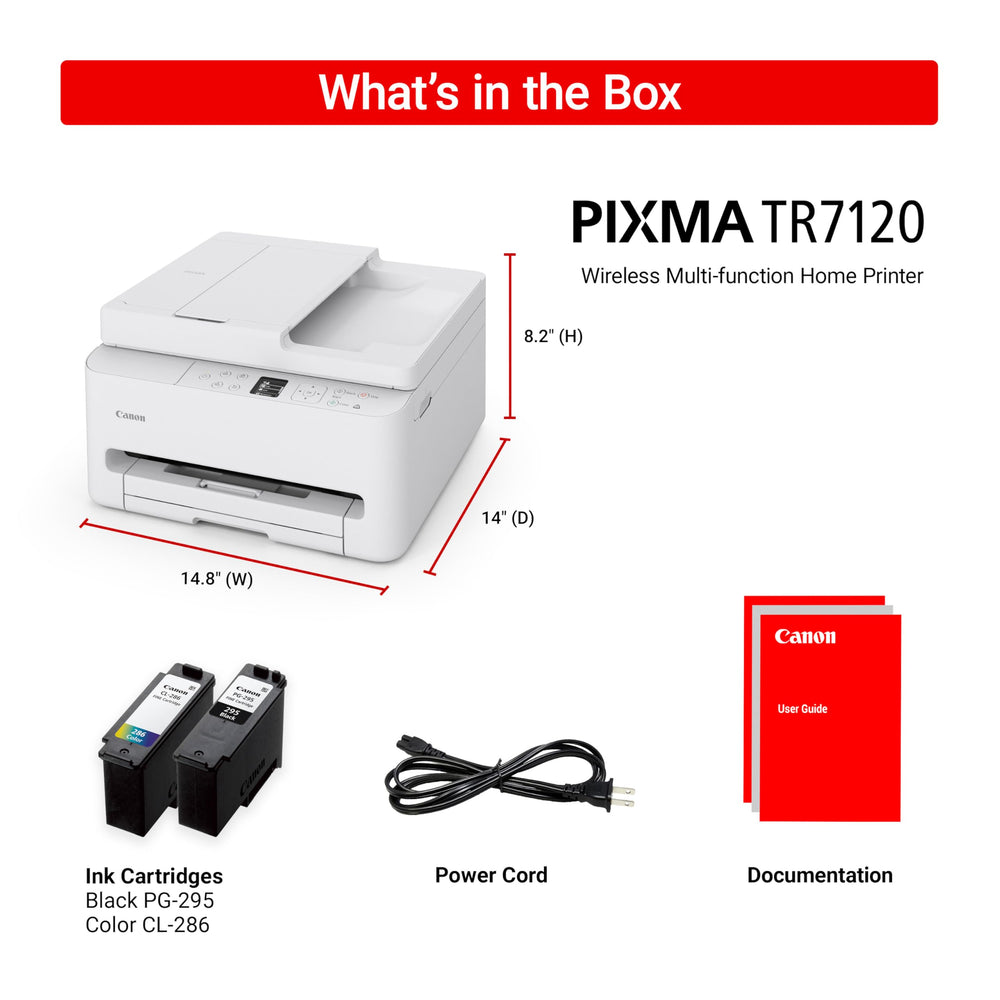 Canon PIXMA TR7120 comparación de tamaño en escritorio para integración fácil