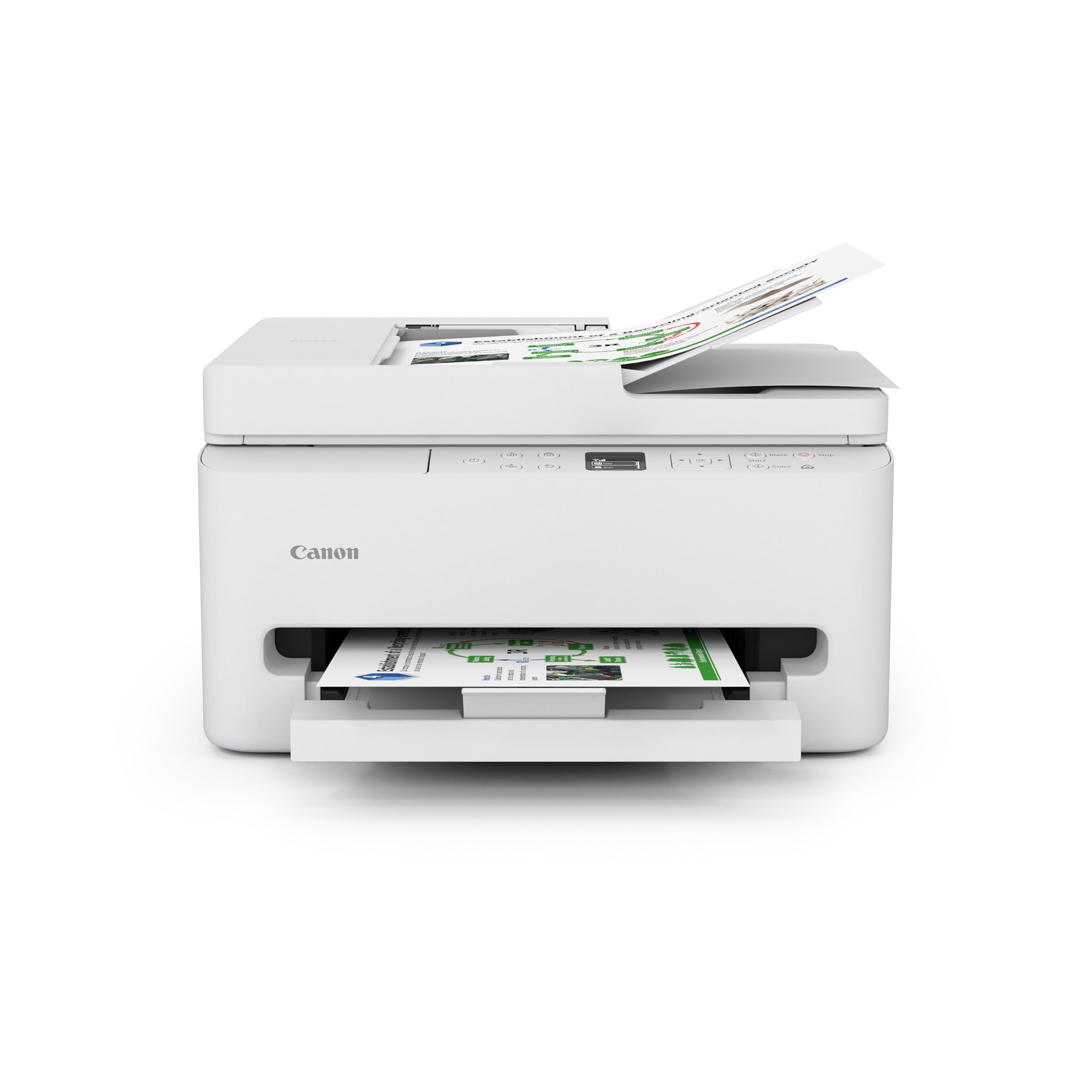 Canon PIXMA TR7120 vista frontal compacta y elegante para ahorro de espacio