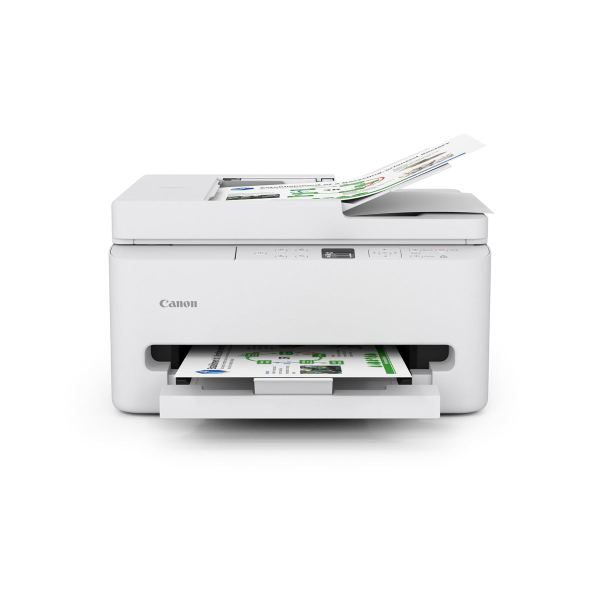 Canon PIXMA TR7120 vista frontal compacta y elegante para ahorro de espacio