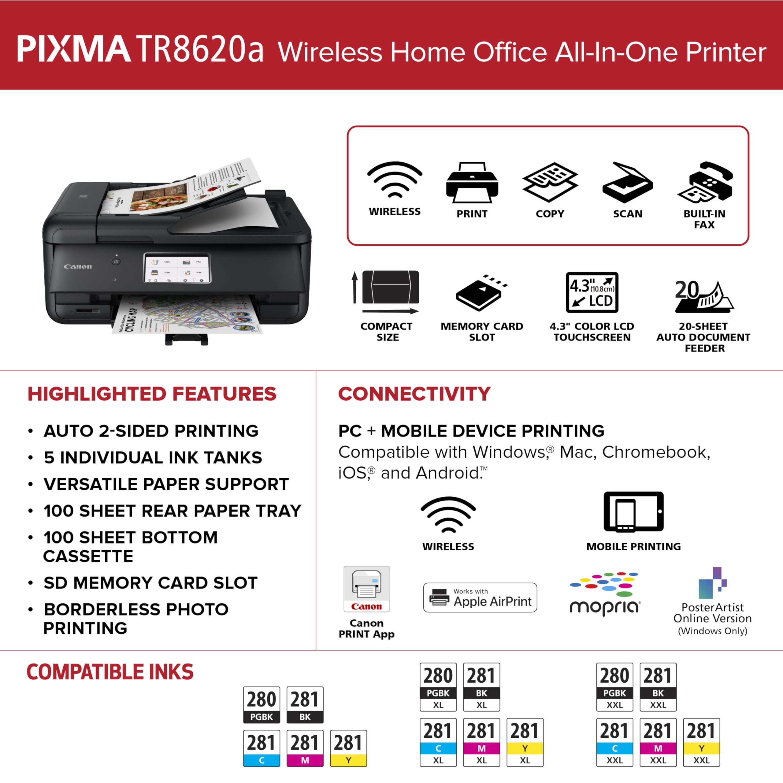 Canon PIXMA TR8620a escáner abierto mostrando cama plana, ideal para fotos y documentos delicados
