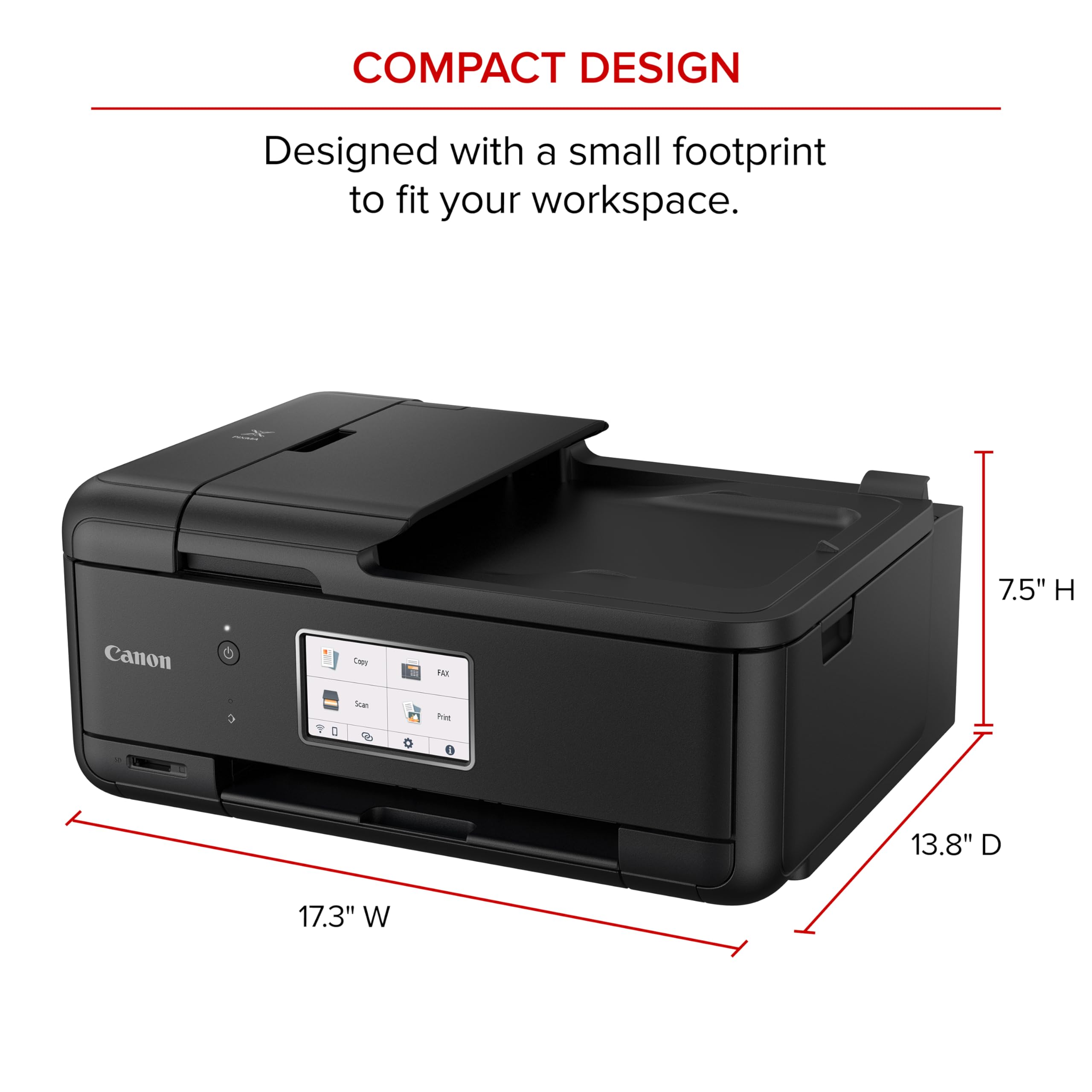 Canon PIXMA TR8620a panel táctil y botones, controla funciones rápidas y ajustes desde la impresora