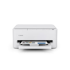 Canon PIXMA TS4320 vista frontal con bandeja desplegada, ahorro de espacio