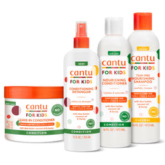 Cantu pack frontal mostrando los cuatro productos y su beneficio hidratante