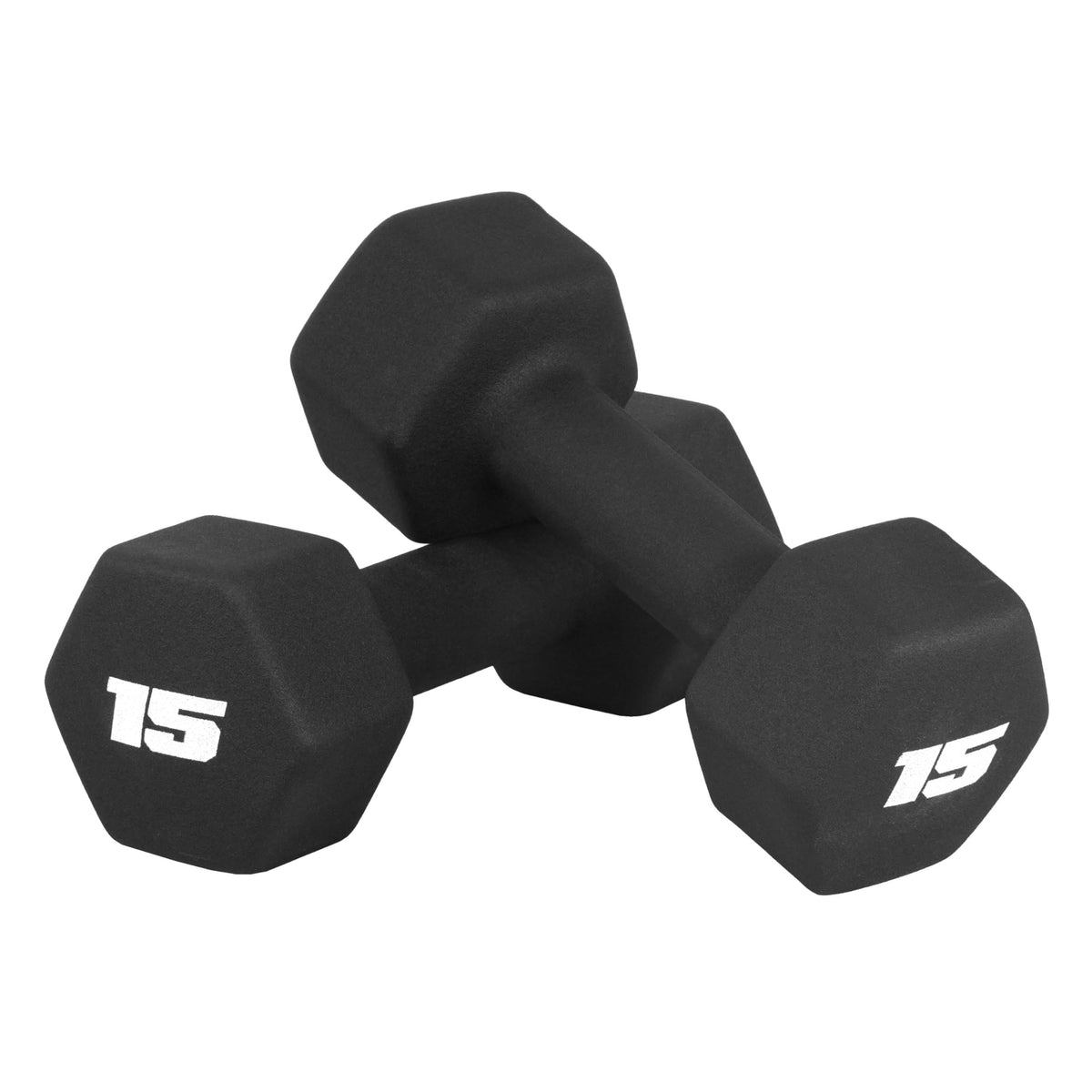 CAP Barbell vista frontal del par con empaque resistente y peso visible