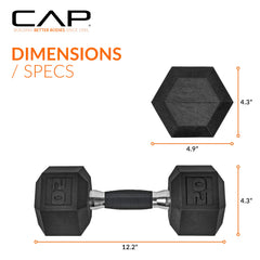 CAP mancuernas 20 lb en uso realizando press de pecho, estabilidad y confort