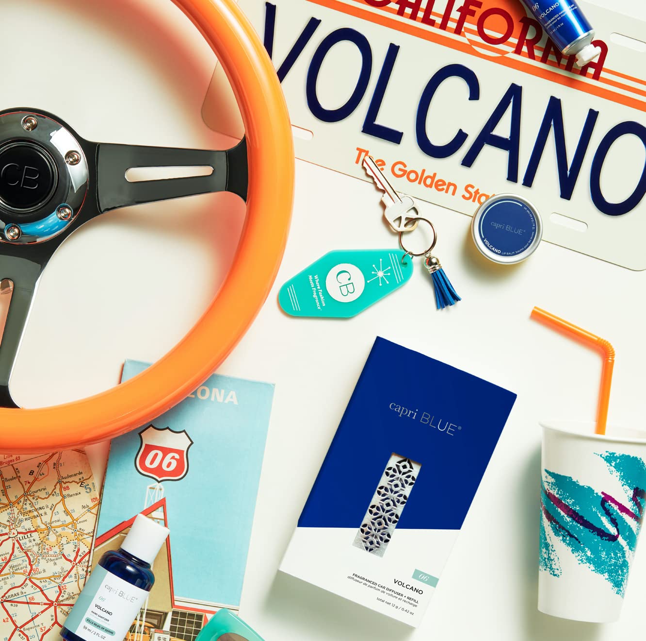Capri Blue product label and packaging detail showing authentic Volcano scent