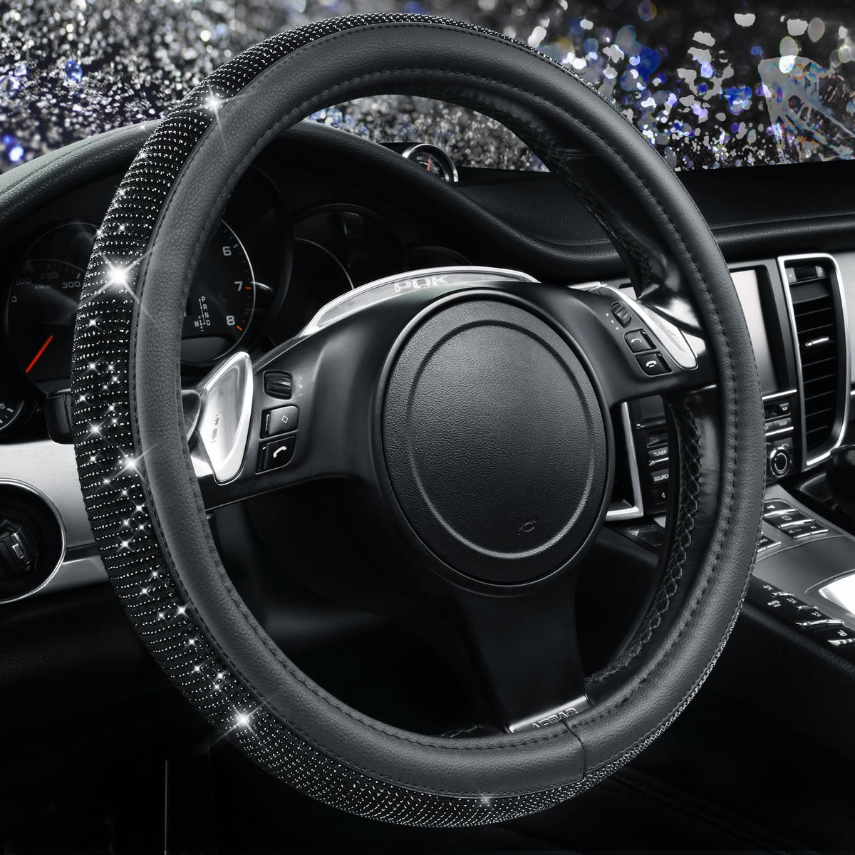 CAR PASS vista frontal de la funda del volante elegante y protectora